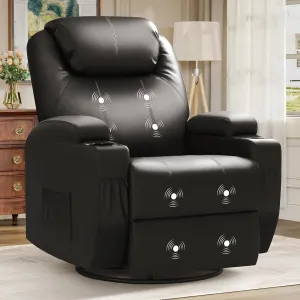 Genuine Leather Ergonomic Recliner Chair with Power Lift, Adjustable Massage for Elderly Adults, Theater Sofa for Living Room or Office