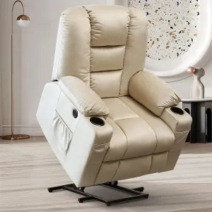 Genuine Leather Power Lift Recliner Chair Massage Adjustable for Elderly Reclining Sofa for Adults High Back Theater Seating Chair Living Room Home Office