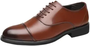 Genuine Leather Shoes for Men, Height Increase Oxford Handmade Non-Slip Leather Lace-Up Office Dress Shoes for Business