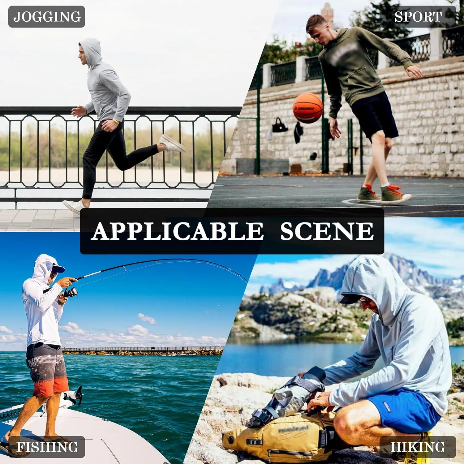 Gingham Butter Yellow Mens Hoodie Sun Protection Long Sleeve Fishing Shirt UPF 50  Active Wear UV Rash Guard Hooded