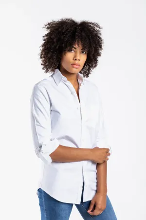 Girlfriend Shirt in White Oxford by Emily Phillips