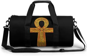 Gold Egyptian Symbol Travel Duffel Bag Sports Tote Gym Bag with Shoulder Strap Weekender Overnight for Men Women