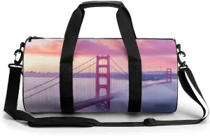 Gold Gate Bridge in The Mist Gym Bag Travel Duffel Bag Lightweight Carry On Weekender Bag Tote Bags for Women Men