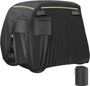 Golf Cart Cover 2/2 2/4/6 Passenger, Heavy Duty 600D Golf Cart Covers for Yamaha, EZGO, Club Car Waterproof Outdoor Seater Golf Cart Cover with Reflective Strips, Zippered Pockets, Zipper Doors