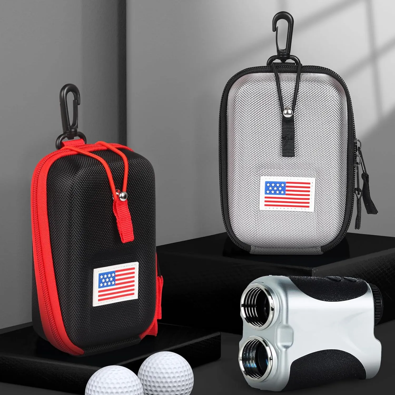 Golf Rangefinder Hard Shell Carry Case Box EVA Bag Compatible with Bushnell/Callaway/Tectectec V2 V3 V4 V5 Pro X2 Pro XE Or Others Rangefinder USA Flag