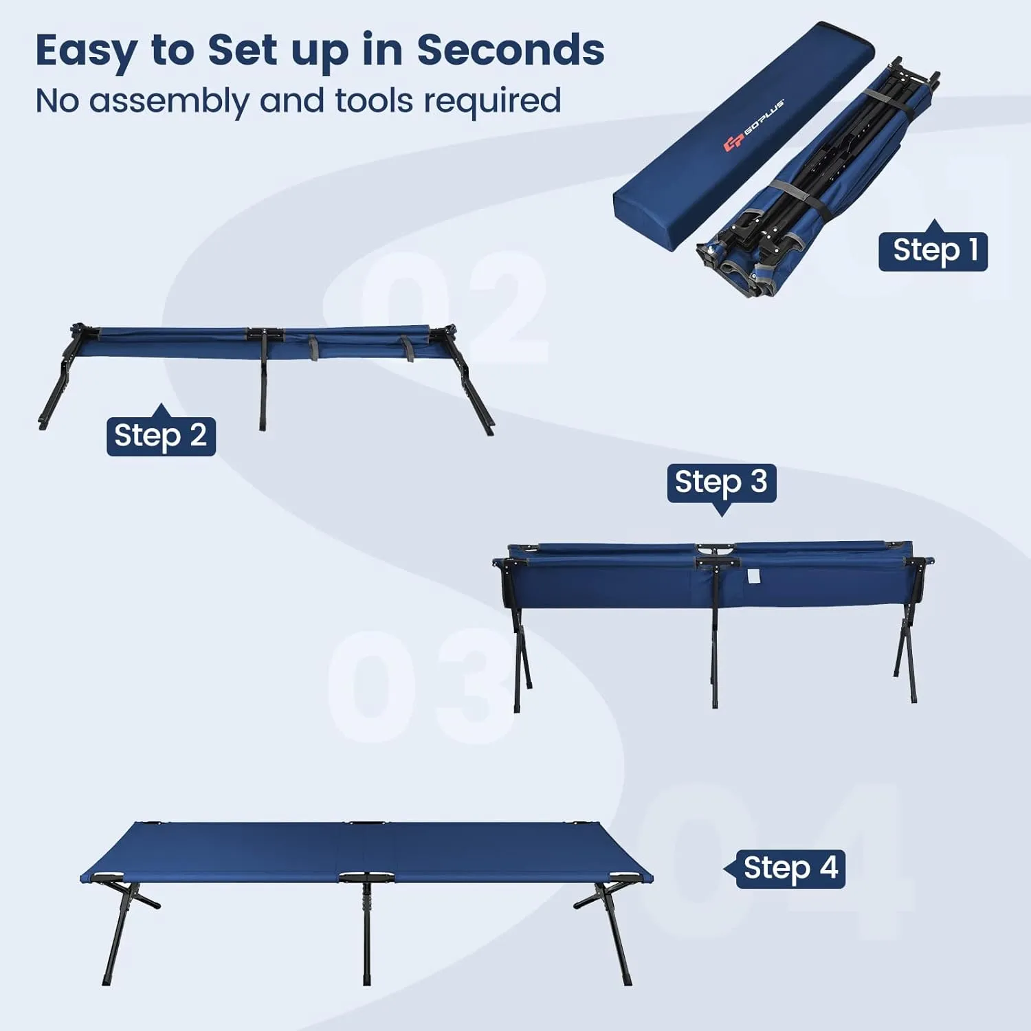 Goplus Folding Camping Cot with Carrying Bag, Portable Lightweight Outdoor Sleeping Bed for Adults Kids, 300LBS Weight Capacity, Heavy-Duty Camping Bed for Traveling