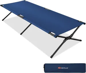 Goplus Folding Camping Cot with Carrying Bag, Portable Lightweight Outdoor Sleeping Bed for Adults Kids, 300LBS Weight Capacity, Heavy-Duty Camping Bed for Traveling