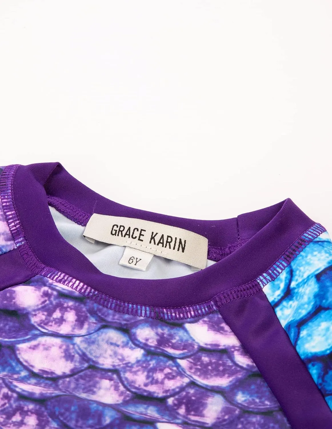 GRACE KARIN Girls Long Sleeve Swimsuit Two Piece Rashguard Floral Swimwear 6-14Y
