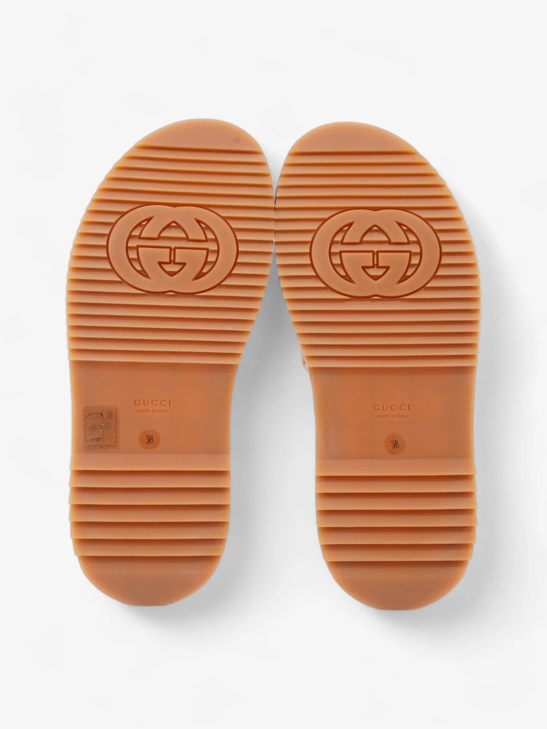 Gucci GG Canvas Platform Sandal Gold / Burgundy Canvas EU 38 UK 5