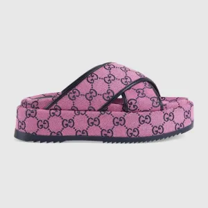 Gucci GG Multicolor platform sandal-Slides