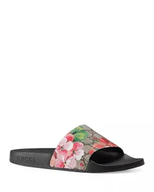 GUCCI GG SUPREME BLOOMS SLIDE SANDALS