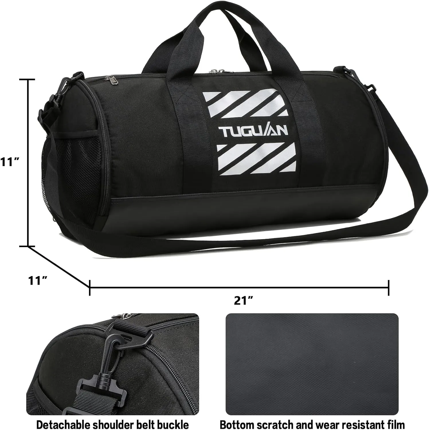 Gym Bag for Men Women with Wet Pocket & Shoe Compartment Travel Duffle Bag Man Sport Basketball Football Bag Weekend Overnight Duffel Bag Gym Tote bag 40L, Black
