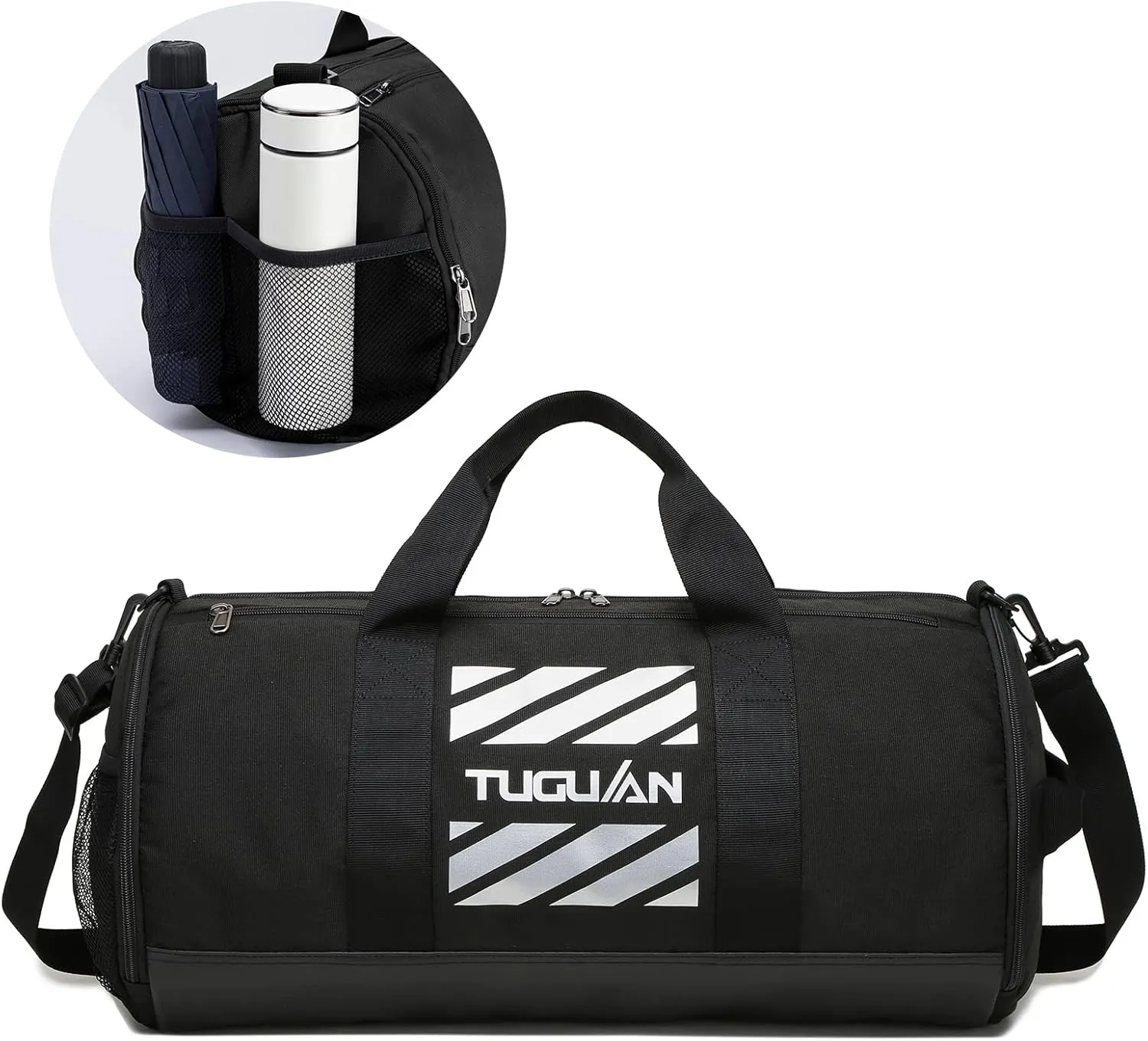 Gym Bag for Men Women with Wet Pocket & Shoe Compartment Travel Duffle Bag Man Sport Basketball Football Bag Weekend Overnight Duffel Bag Gym Tote bag 40L, Black