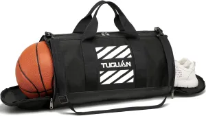 Gym Bag for Men Women with Wet Pocket & Shoe Compartment Travel Duffle Bag Man Sport Basketball Football Bag Weekend Overnight Duffel Bag Gym Tote bag 40L, Black