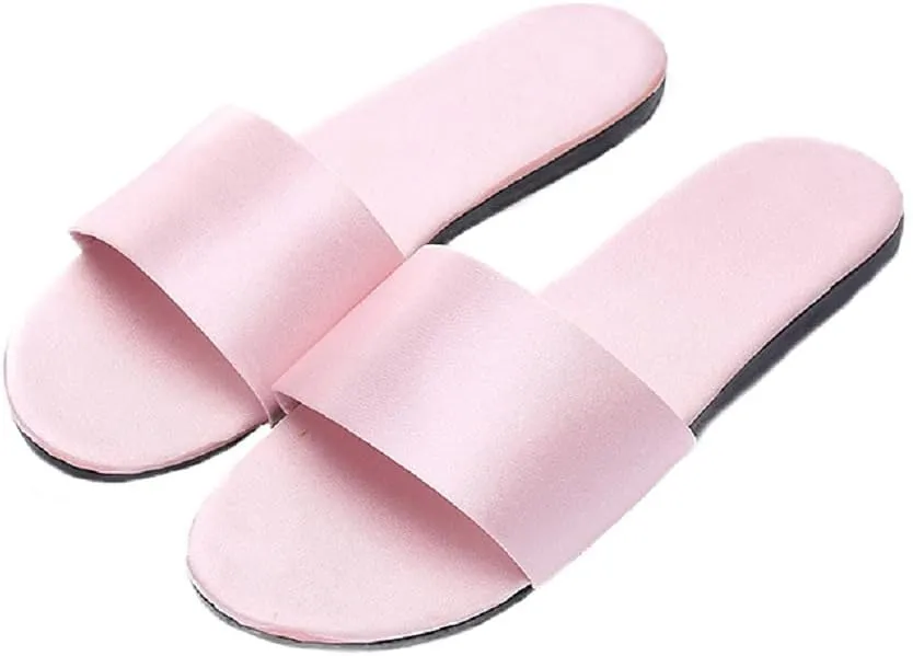 HANDKEI Women's Home Slippers Summer Satin Indoor Breathable Flat Sandals Slippers