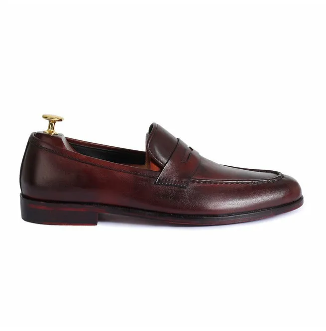 Handmade Mens Classic Brown Leather Loafer Moccasins Shoes, Men Dress Shoes