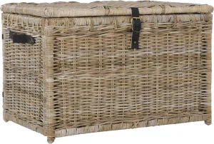 happimess HPM9004B Michael 35" Wicker Storage Trunk, Collapsible for flat storage, Rattan-Kubusoft Gray, Coastal for Office, Dorm Room-LivingRoom, Bedroom, Dining Room, Natural