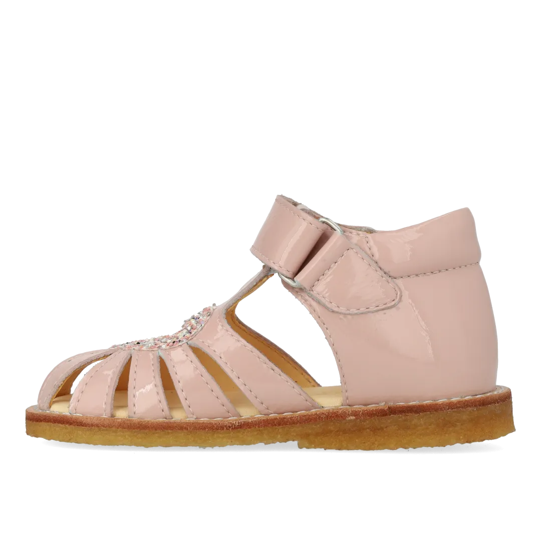 Heart sandal with glitter and velcro closure