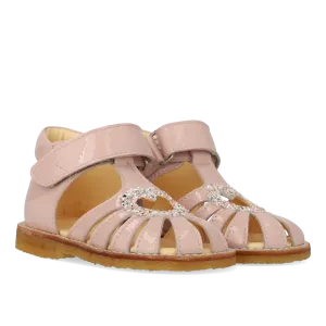 Heart sandal with glitter and velcro closure