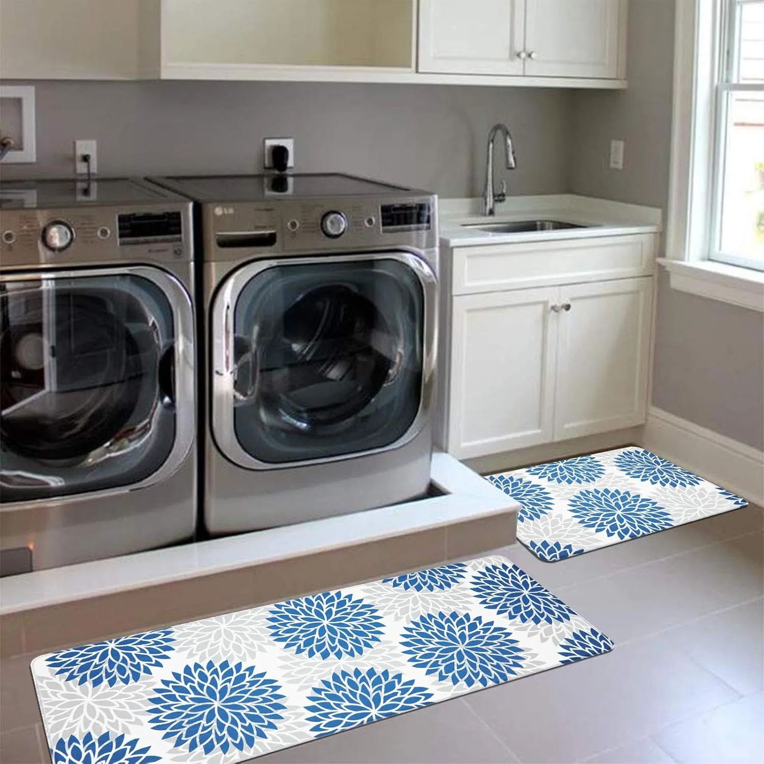 HEBE Anti Fatigue Kitchen Rug Sets 2 Piece Non Slip Kitchen Mats for Floor Cushioned Kitchen Rugs and Mats Waterproof Comfort Standing Mat Runner for Kitchen,Home Office,Sink,Laundry
