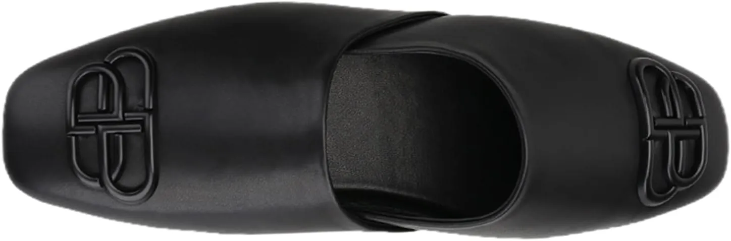 HI&HANN Handcrafted Black Calfskin Men's Mules British Style Luxurious Metal Buckle Men Slippers Party and Dress Sandal