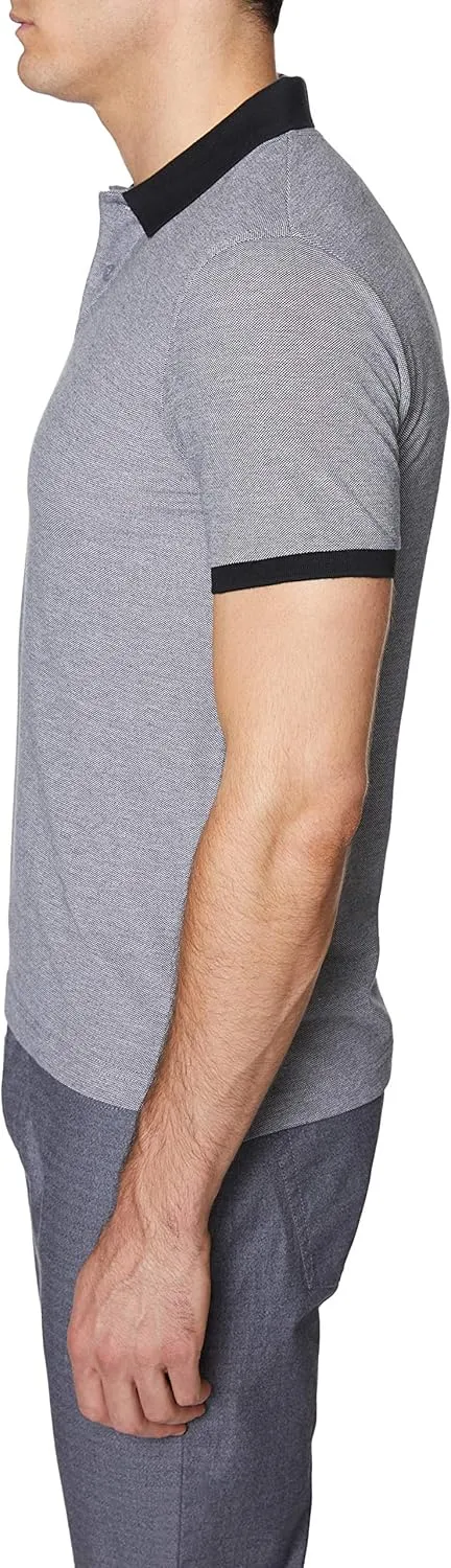 Hickey Freeman Men's Regular Fit Short Sleeve 2 Button Cotton Polo Shirt