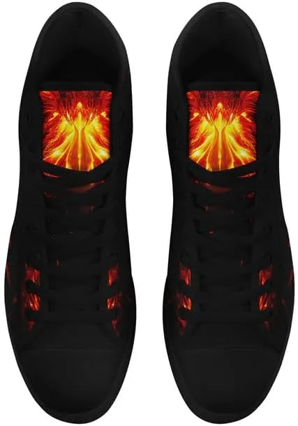 High-top Skull Canvas Sneaker for Men Women Lace up Fashion Unisex Flame Walking Casual Flat Shoes Black White Shoes