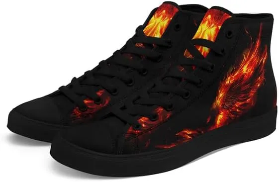 High-top Skull Canvas Sneaker for Men Women Lace up Fashion Unisex Flame Walking Casual Flat Shoes Black White Shoes