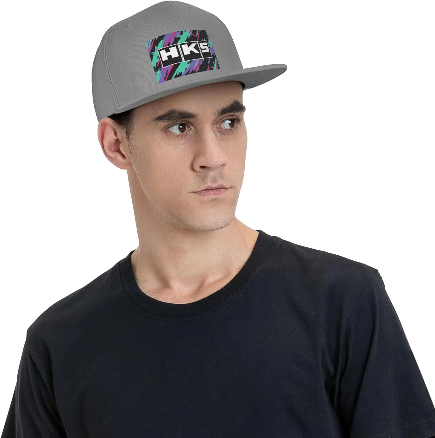 Hks Japanese Aftermarked Car Parts Hats for Men Flat Bill Fitted Caps Hiphop Rap Adjustable Baseball Trucker Dad Hat