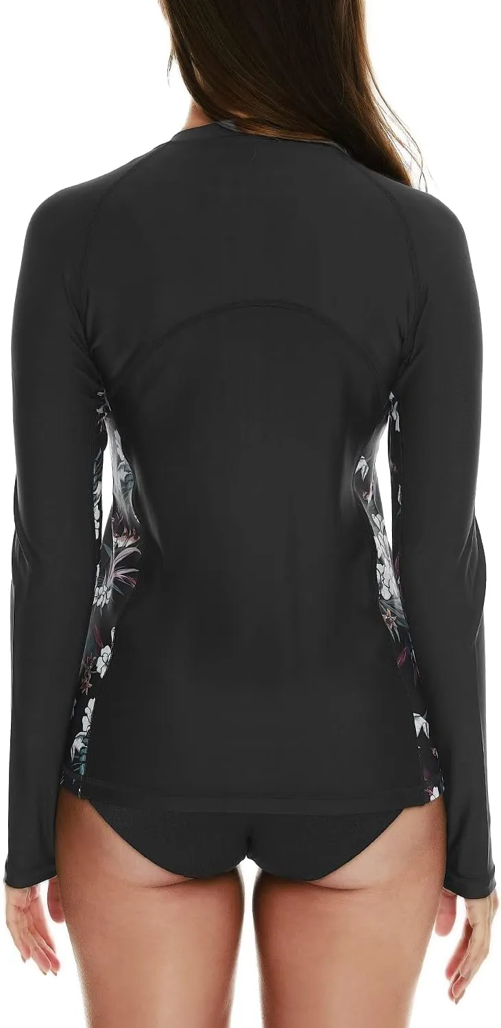 HODOSPORTS Women's Rashguard UPF 50  Swimsuit Zip Front Sun Protection Swim Shirt Long Sleeve S-5XL