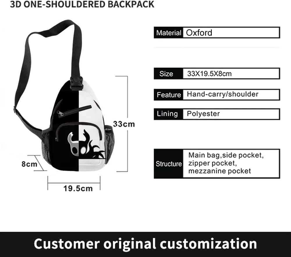 Hollow Knight Merch Backpack Three-piece Sets Casual Fashion Kpop Bags Travel Daypacks (Multicolor-Three Suit)