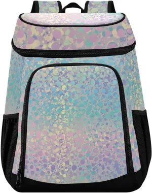 Holographic Rainbow Swirl Cooler Backpack Insulated Leak Proof Beach Cooler Bag 30 Cans Waterproof Lightweight Soft Lunch Picnic Hiking Camping Backpack Cooler for Men Women