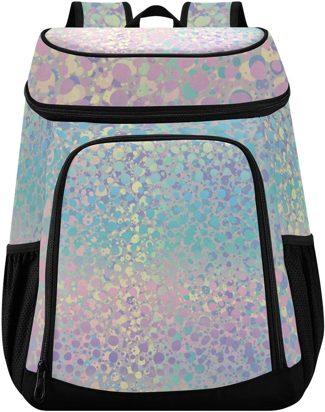Holographic Rainbow Swirl Cooler Backpack Insulated Leak Proof Beach Cooler Bag 30 Cans Waterproof Lightweight Soft Lunch Picnic Hiking Camping Backpack Cooler for Men Women