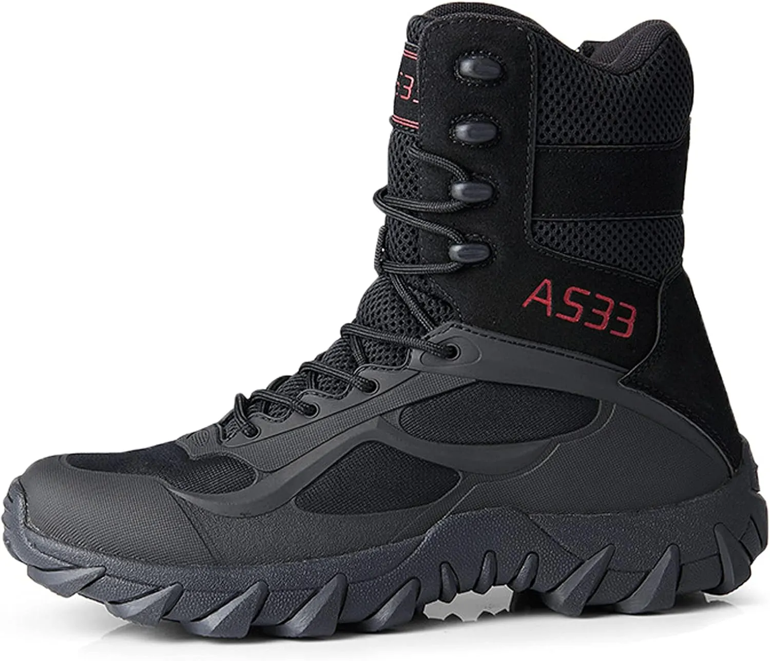 hongrenamz Hiking Boots Men's Waterproof High Top Lightweight Non-Slip Trekking Trail Outdoor Sport Shoes for Adults Black-EU39/US7