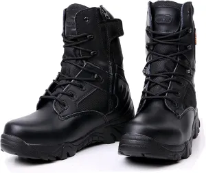 hongrenamz Men's Hiking Boots Lightweight Waterproof High Top Casual Camping Outdoor Walking Lace Up Anti-Slip Trail Running Boots Trekking Shoes Black-EU39/US7