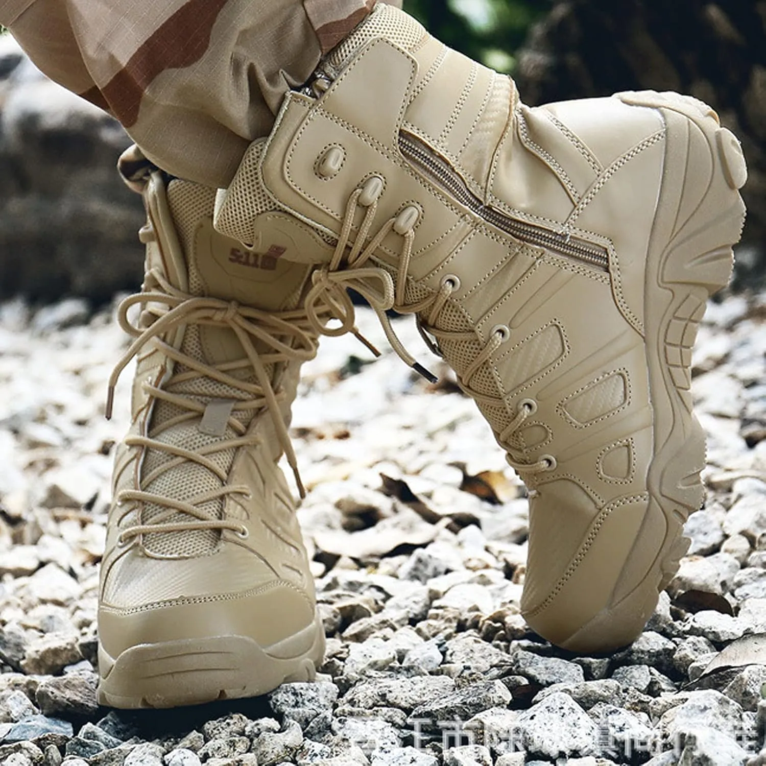 hongrenamz Mens Hiking Boots Lightweight Waterproof Hunting Boot Climbing Trekking Sand-EU44/US10
