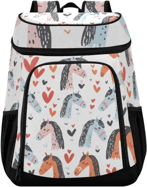 Horse Childish Doodle Cooler Backpack Cooler Insulated Leak Proof Lunch Backpack 36 Cans Waterproof Soft for Men Women Picnic Hiking Camping Beach