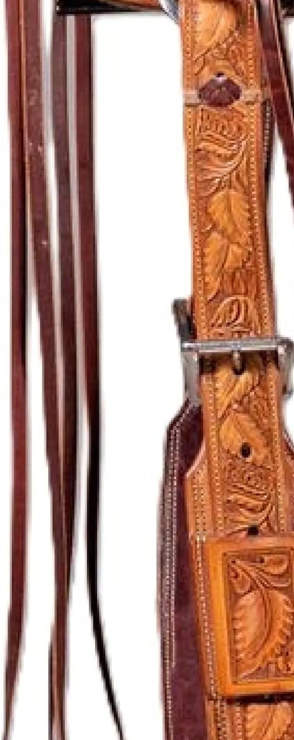 Horse Riding Brown Leather Saddle | Handcrafted Comfortable Seat Horse Pleasure Trail Saddle | with Basket Weave Tooled,Free Tack Set Ranch Work & Free Complete Set Headstall and Breast Collar