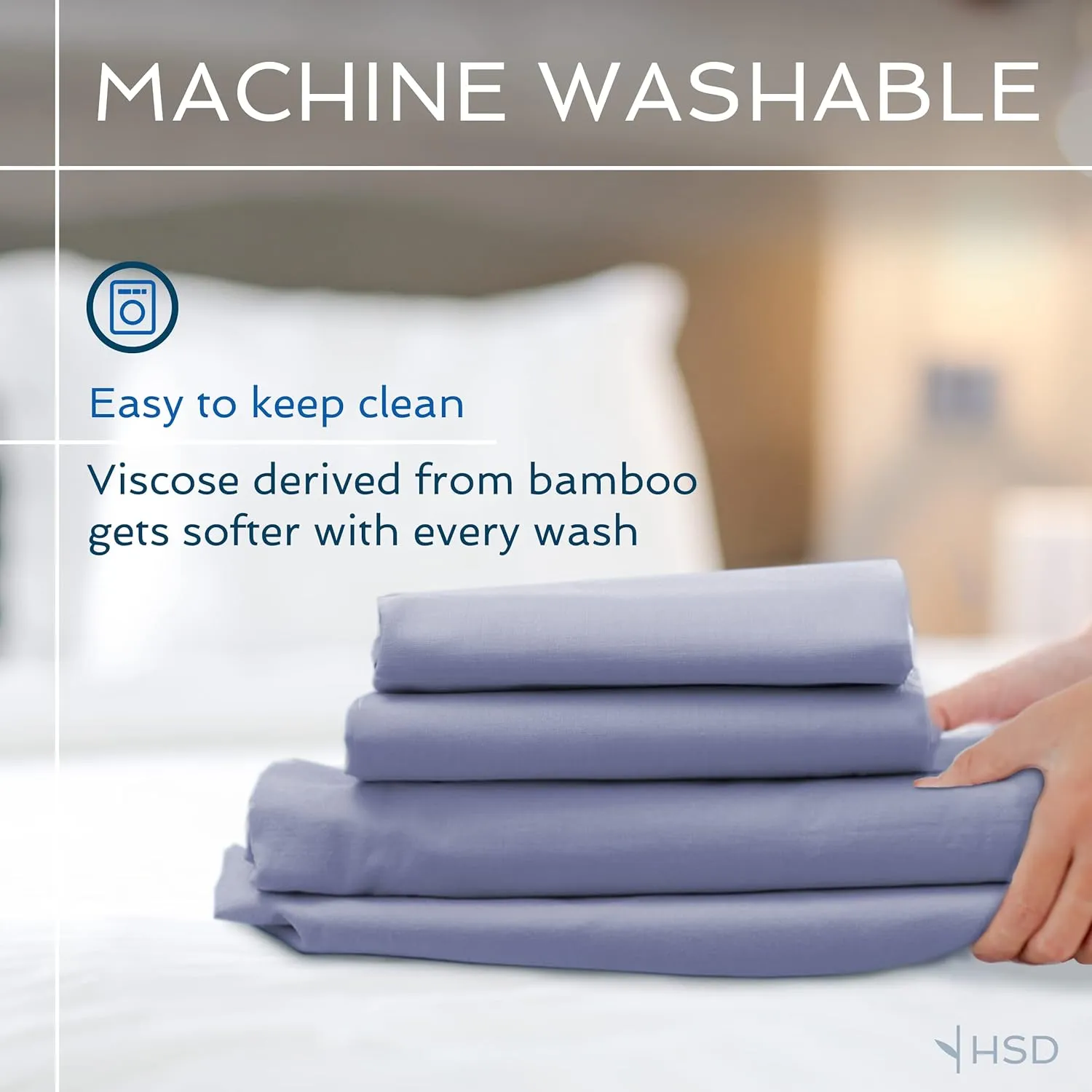 Hotel Sheets Direct 4 Piece Bed Sheet Set King Size, 100% Viscose Derived from Bamboo Sheets Set with 2 Pillowcases, Cooling & Breathable Luxury Bedding, Moisture-Wicking & Silky Soft, Light Blue