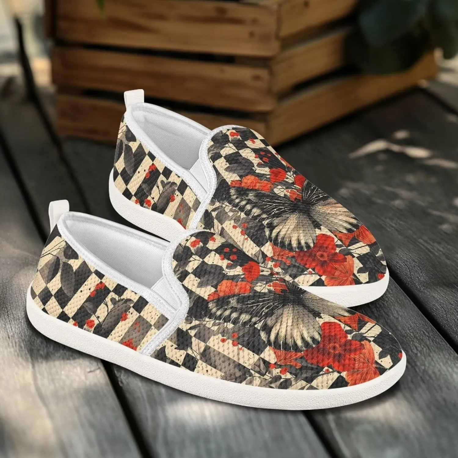 Howilath Cats Pattern Flat Shoes for Women Slip on Sneakers Lightweight Anti-Skid No Laces Running Sneakers