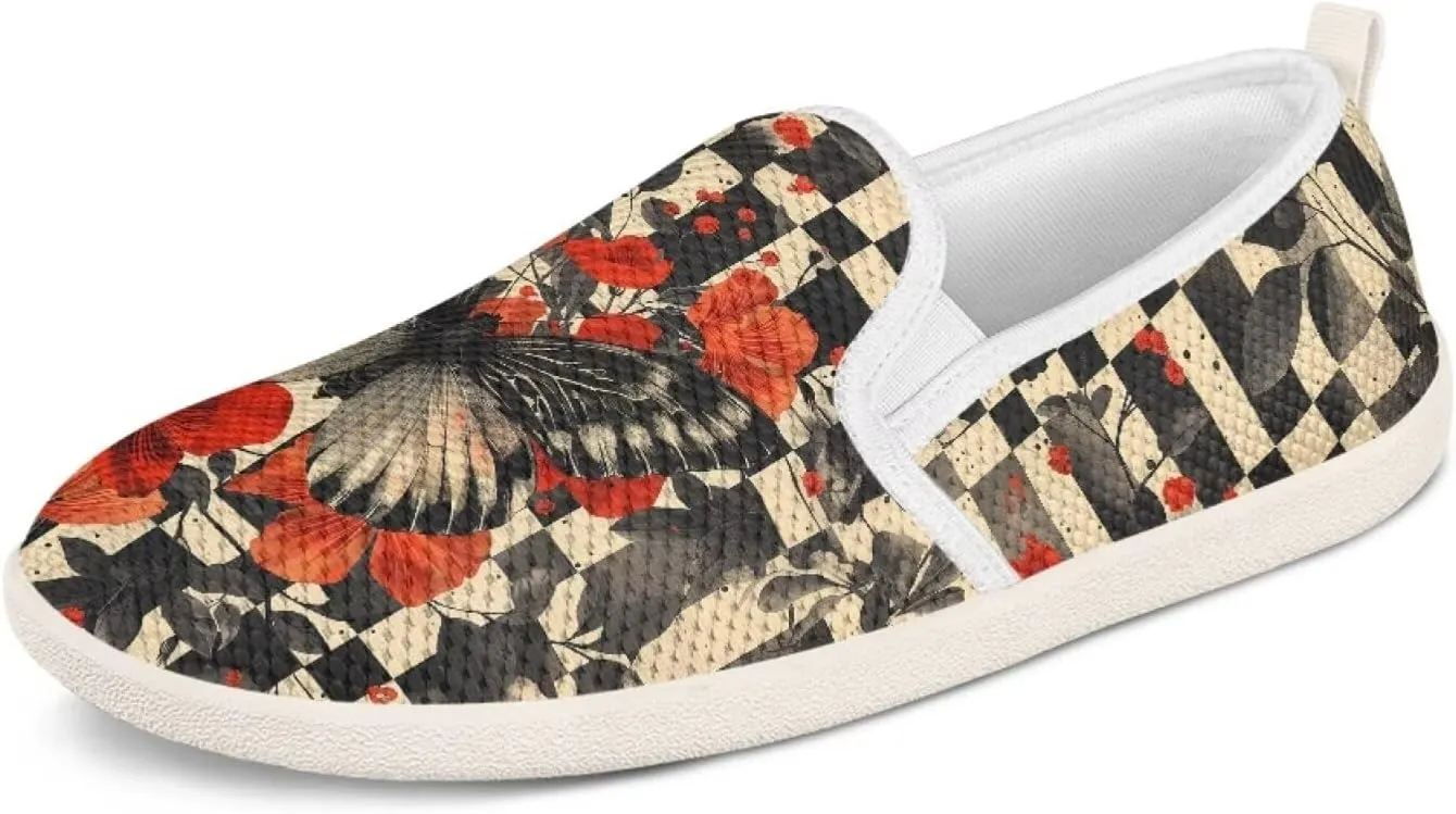 Howilath Cats Pattern Flat Shoes for Women Slip on Sneakers Lightweight Anti-Skid No Laces Running Sneakers