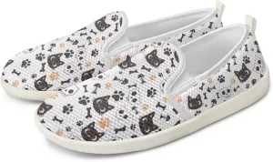 Howilath Cats Pattern Flat Shoes for Women Slip on Sneakers Lightweight Anti-Skid No Laces Running Sneakers