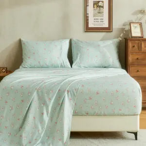 HYPREST Floral Sheets Queen, Soft Breathable Farmhouse 4pcs Bed Sheet Sets,18 inches deep Pocket Sheets