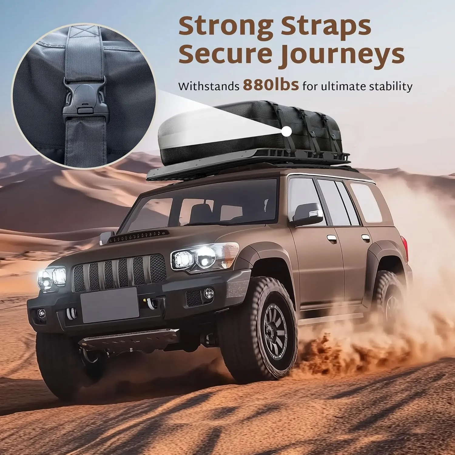 iBirdie Rooftop Cargo Carrier 25 Cubic Feet Waterproof Soft Car Roof Rack Cargo Carrier Heavy Duty 1200D for All Car with/Without Rack, with Anti-Slip Mat, Door Hooks, 60L x 37W x 20H inches