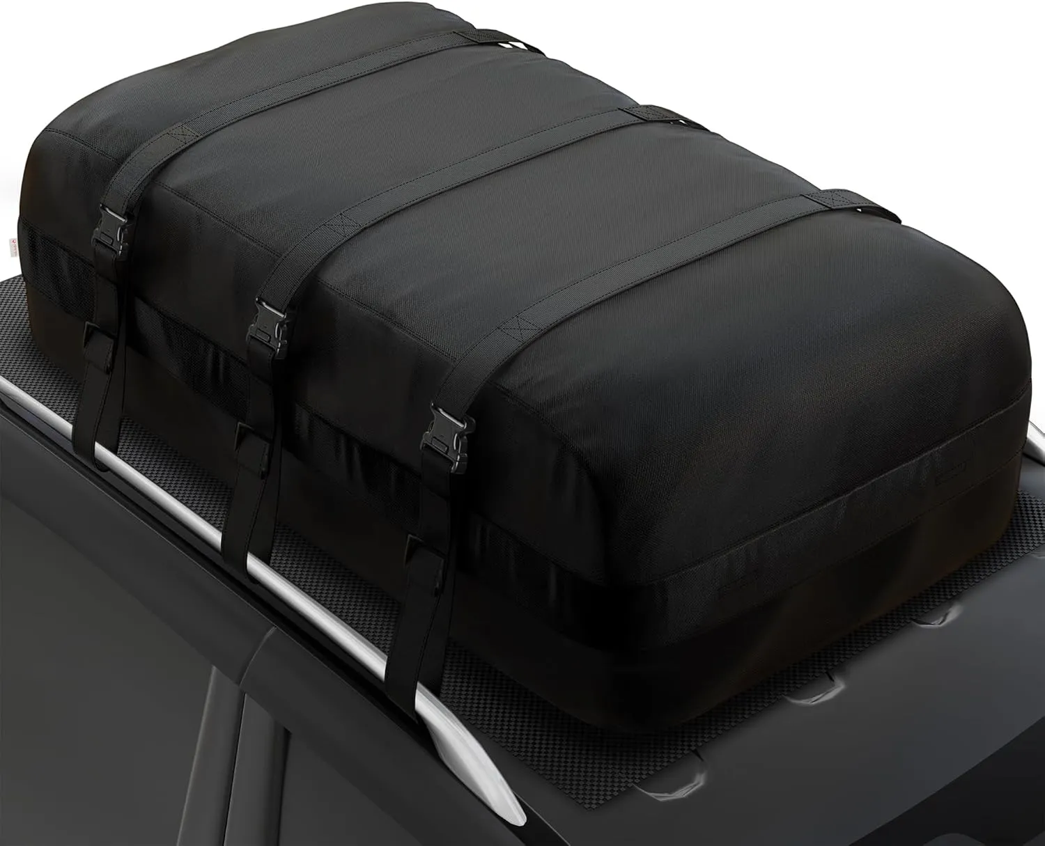 iBirdie Rooftop Cargo Carrier 25 Cubic Feet Waterproof Soft Car Roof Rack Cargo Carrier Heavy Duty 1200D for All Car with/Without Rack, with Anti-Slip Mat, Door Hooks, 60L x 37W x 20H inches