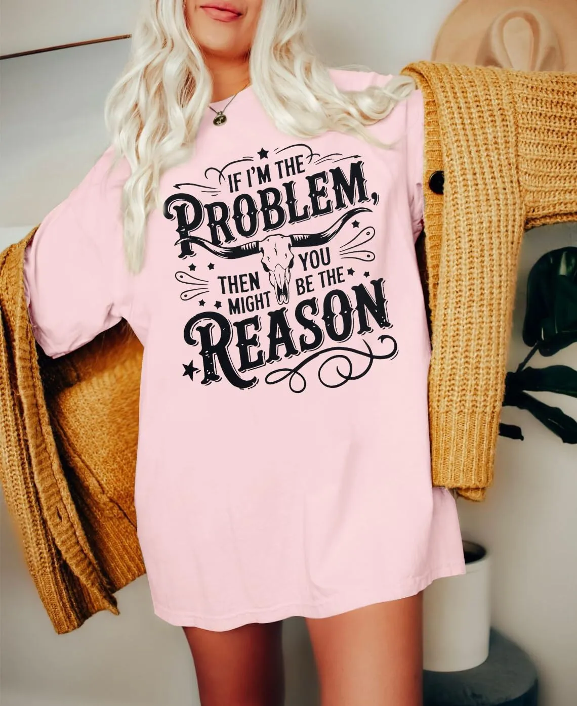 I'm The Problem Shirt Women Western Shirts Cowgirl Tshirt Retro Cow Skull Graphic Tees Country Music Short Sleeve Tops