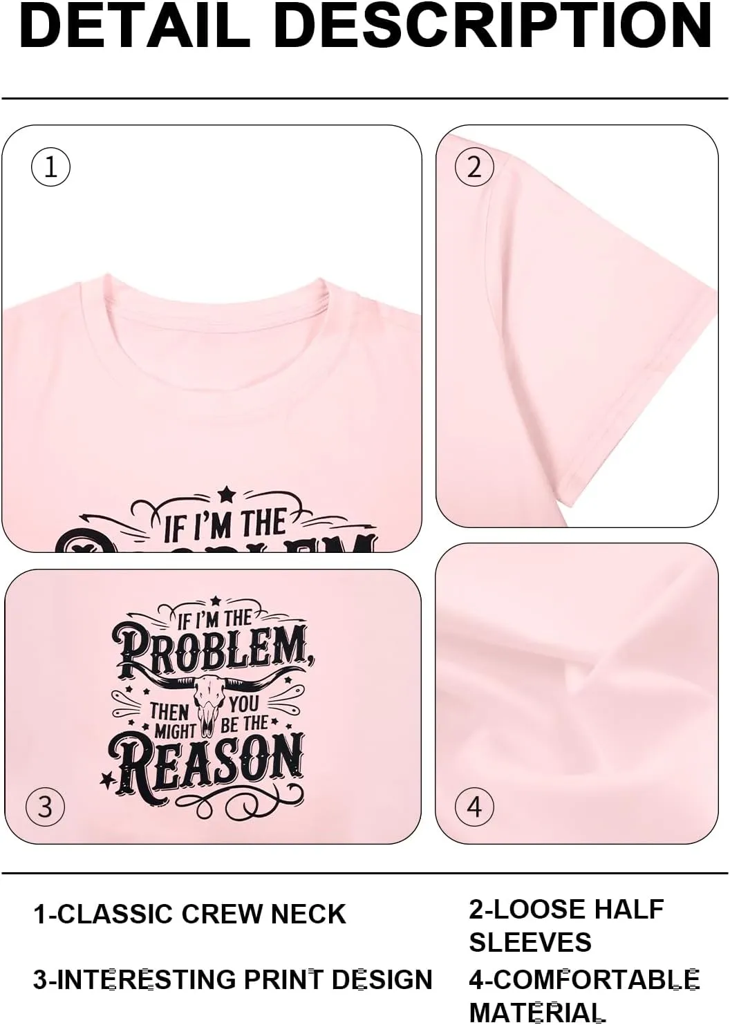 I'm The Problem Shirt Women Western Shirts Cowgirl Tshirt Retro Cow Skull Graphic Tees Country Music Short Sleeve Tops