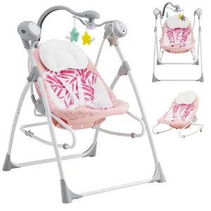 INFANS 2 in 1 Baby Swing and Bouncer for Infants, Portable Newborn Rocker with 5 Speed Sway Music Timing 3 Toys Remote Control, Easy Fold, Compact Electric Baby Swing for 0-6 Months Boy Girl