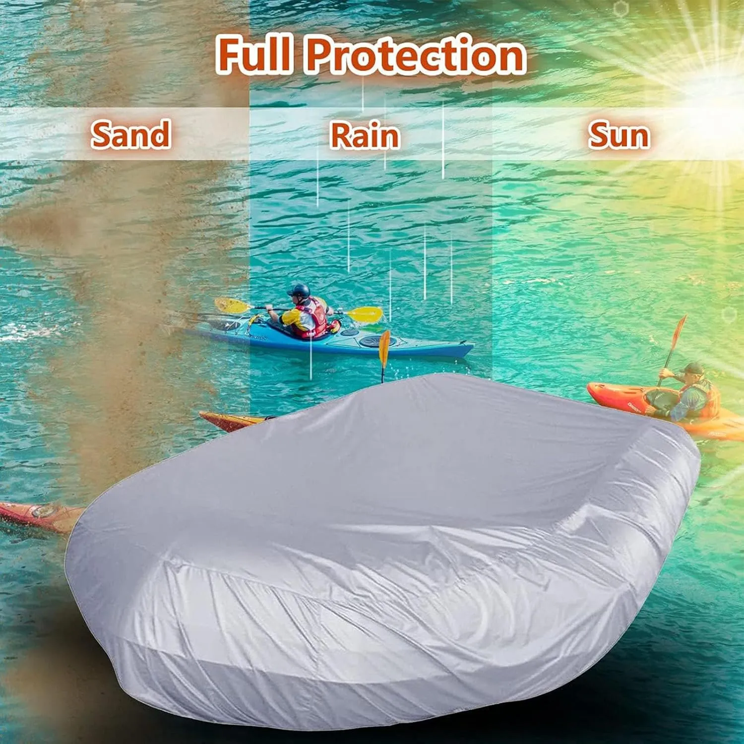 Inflatable Boat Cover 7 Sizes Boat Tarp UV Resistant Dinghy Cover for Small Inflatable and Rigid Inflatable Boats,380 * 200 * 46cm