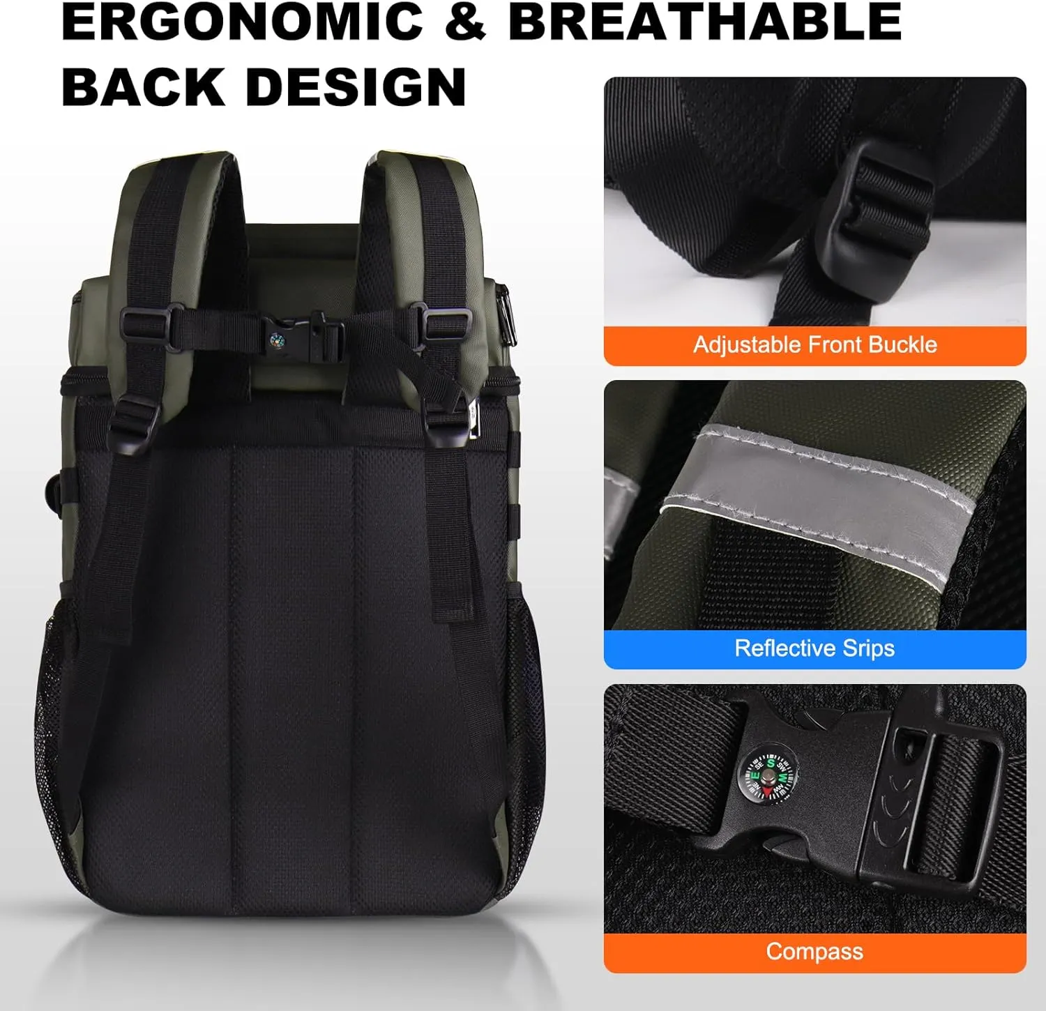 Insulated Cooler Backpack Waterproof Leak-Proof Over-Size Storage for Picnic, Camping, Lunch, Large Soft Cooler Bag Outdoor